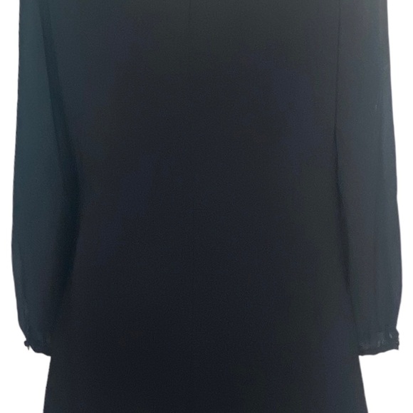 Sequin Hearts Women’s Flowy Dress L Black Gold Sequined Shoulders Sheer Sleeves - Picture 8 of 13